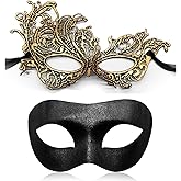 Aqearl Couple Masquerade Mask for Women Men Venetian Mask Halloween Mask for Party Prom Ball Costume Lace Masks