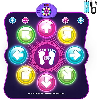 LEAPRCSTORE Light Up Dance Mat Rechargeable 6 Modes 8 Arrows Kids Gift