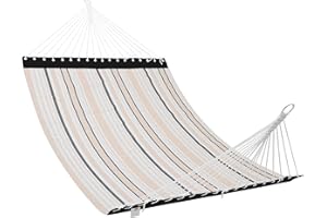 Patio Watcher 13 FT Quick Dry Textilene Hammock - Outdoor Double Hammock - Heavy Duty Hammocks for Outside - 450 lbs Capacity - Beige Black