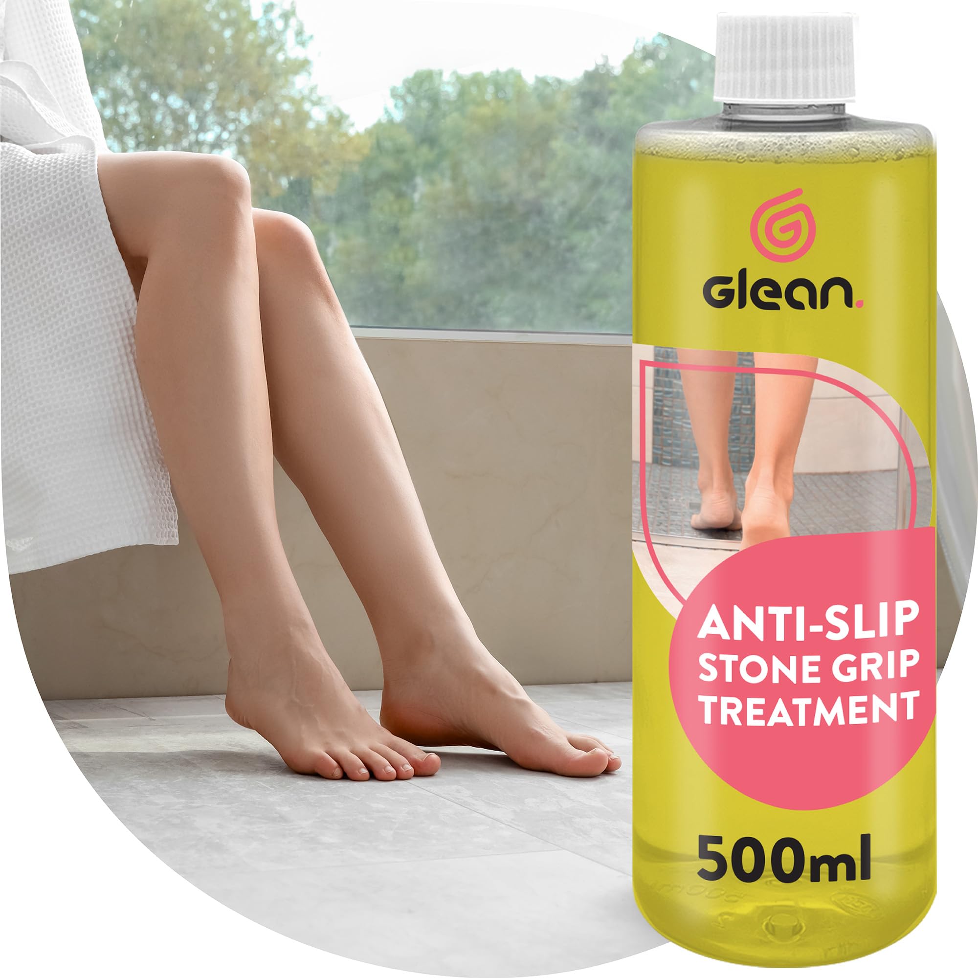 GLEAN Anti Slip Stone Grip Treatment | Anti Slip Tile Treatment | Increases Traction On All Slippery Stone Surfaces | Natural Finish | 500ml | Indoor & Outdoor
