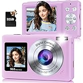 Digital Camera, 56MP 2.7K Dual-Screen Selfie Camera with 16X Zoom, 20 Filters & Anti-Shake, Portable Point and Shoot Digital Cameras with 32GB Card, Compact Travel Cameras for Beginners Teens Kids