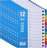 ROSSHINE 10 Pack 1-12 Part A4 File Dividers 11-Hole PVC Multi-Colour Content