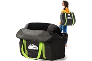OUTRAV Booster Seat Travel Bag for Airplane – Gate Check Bag Cover for Booster Car Seat – Heavy Duty Portable Travel Car Seat Carrier – Universal Zippered Airport Gate Check Bag with Padded Backpack Straps
