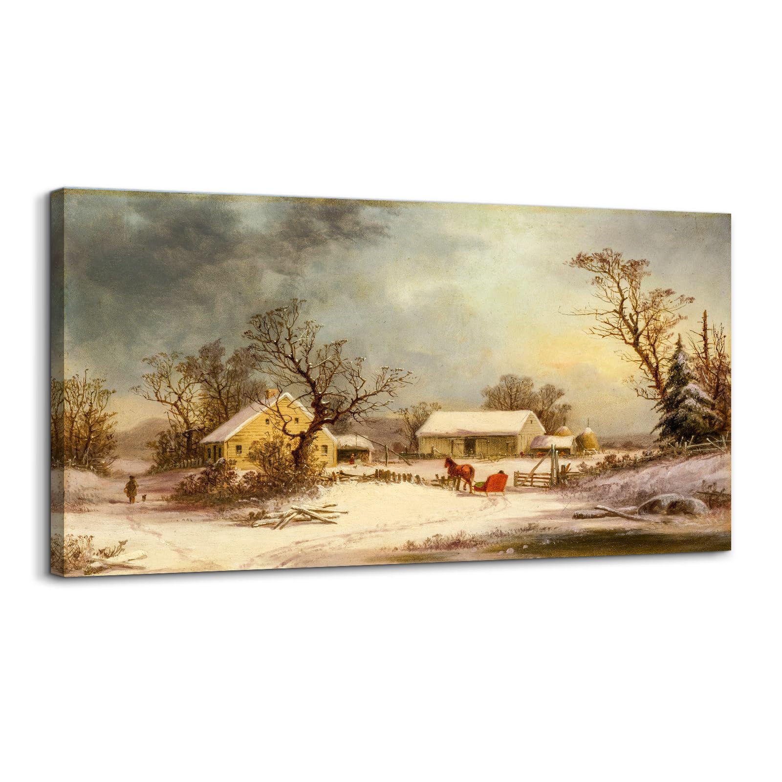 Photo 1 of **FACTORY SEALED** SOLD AS IS, NO REFUND/RETURN**
crmotu Large Landscape Wall Art, Farmhouse Wall Decor, Winter Wall Art, Snowy Farm Canvas Painting, Vintage Aesthetic Pictures for Living Room Bathroom Bedroom Kitchen Art Prints 20"X40"