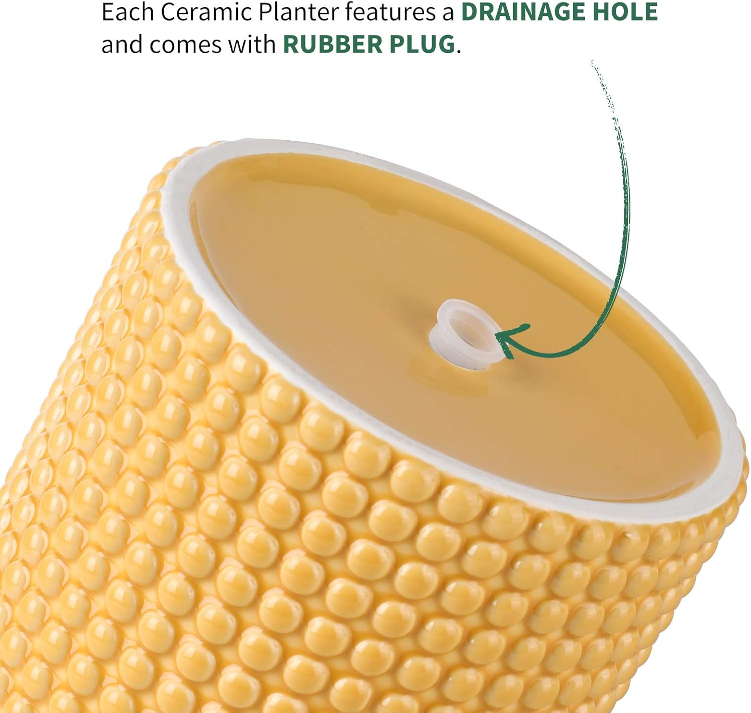 Yellow Planter Pots for Plants Indoor - 6.1 Inch Ceramic Vintage-Style Hobnail Textured Flower Pot with Drainage Hole for Modern Home Decor(POTEY 055103, Plants NOT Included) : Kitchen & Dining