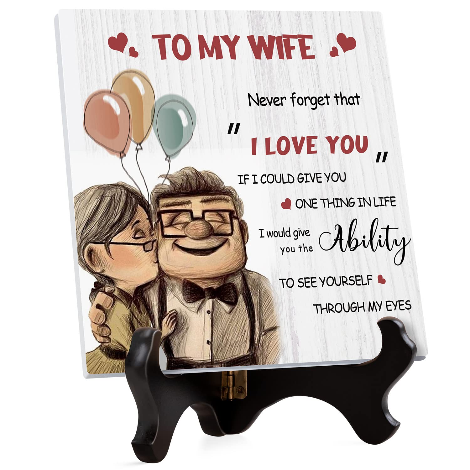 Wife Birthday Gifts, Romantic Gift for Wife Plaque, Anniversary Wedding, Love You Gifts Cards from Husband, Newlywed, Anniversary Loving Presents for Wife Card
