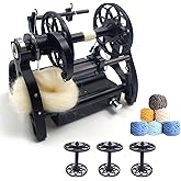 Electric Yarn Spinner Winder Spinning Wheel for Wool with 3 Bobbins, Small Yarn Winder with Forward &amp; Reverse, Free Speed Adjustable (Black)