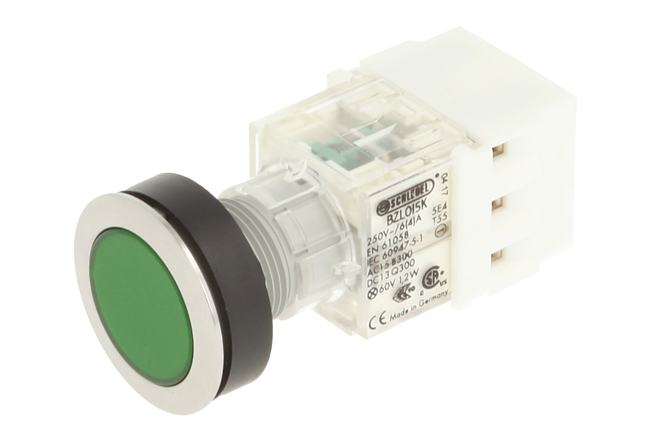 Club 23.000.513 Push Button Stainless Steel – Switch Cap, Illuminated Momentary Contact Master 1 N 1 Closer Screw On Connector LED 24 V – Green (Pack of 2)