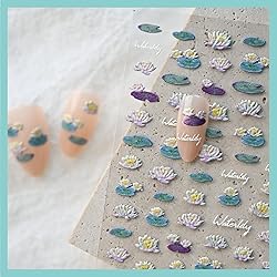 CESTSIREN Lotus Nail Art Stickers, Flower Floral