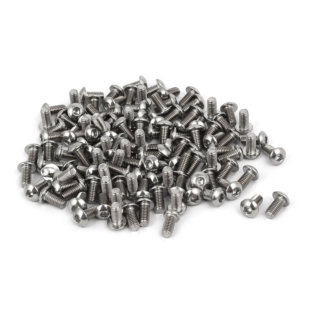 Sourcingmap M3 x 6mm 304 Stainless Steel Button Head Hex Socket Cap Screws Fastener 120PCS
