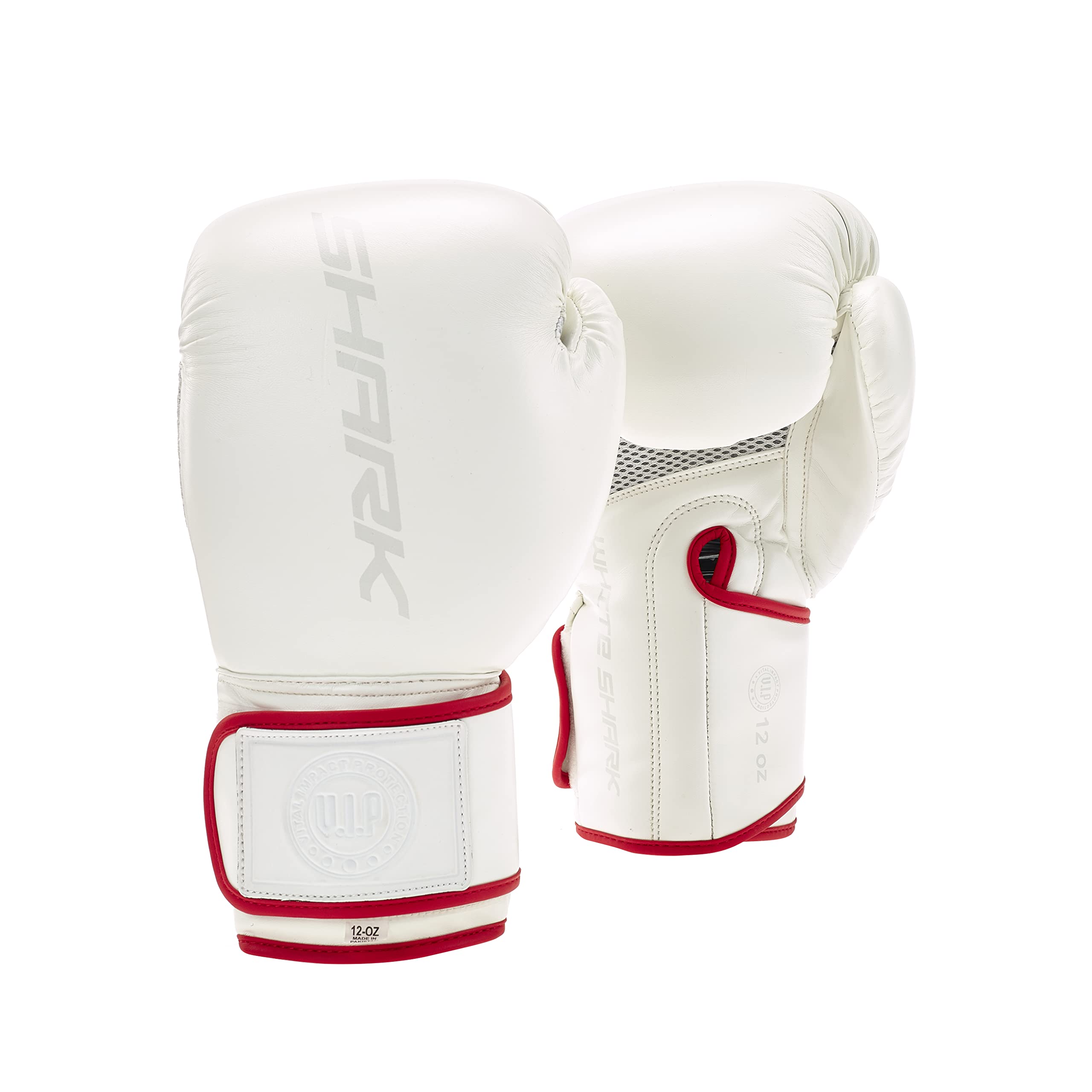 VIP Unisex Hite Shark Pro Training Sparring, Dx Lenta Pu Hide Leather Muay Thai Mma Kickboxing He Boxing Gloves, White, 10oz UK