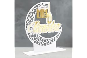 BLINKET Ramadan Advent Calendar Set - Acrylic and Wooden Ramadan Decorations for Home Eid Mubarak Table Decor, 30 Days Countdown Calendar for Muslim Festivities and Ramadan Party Supplies Style D