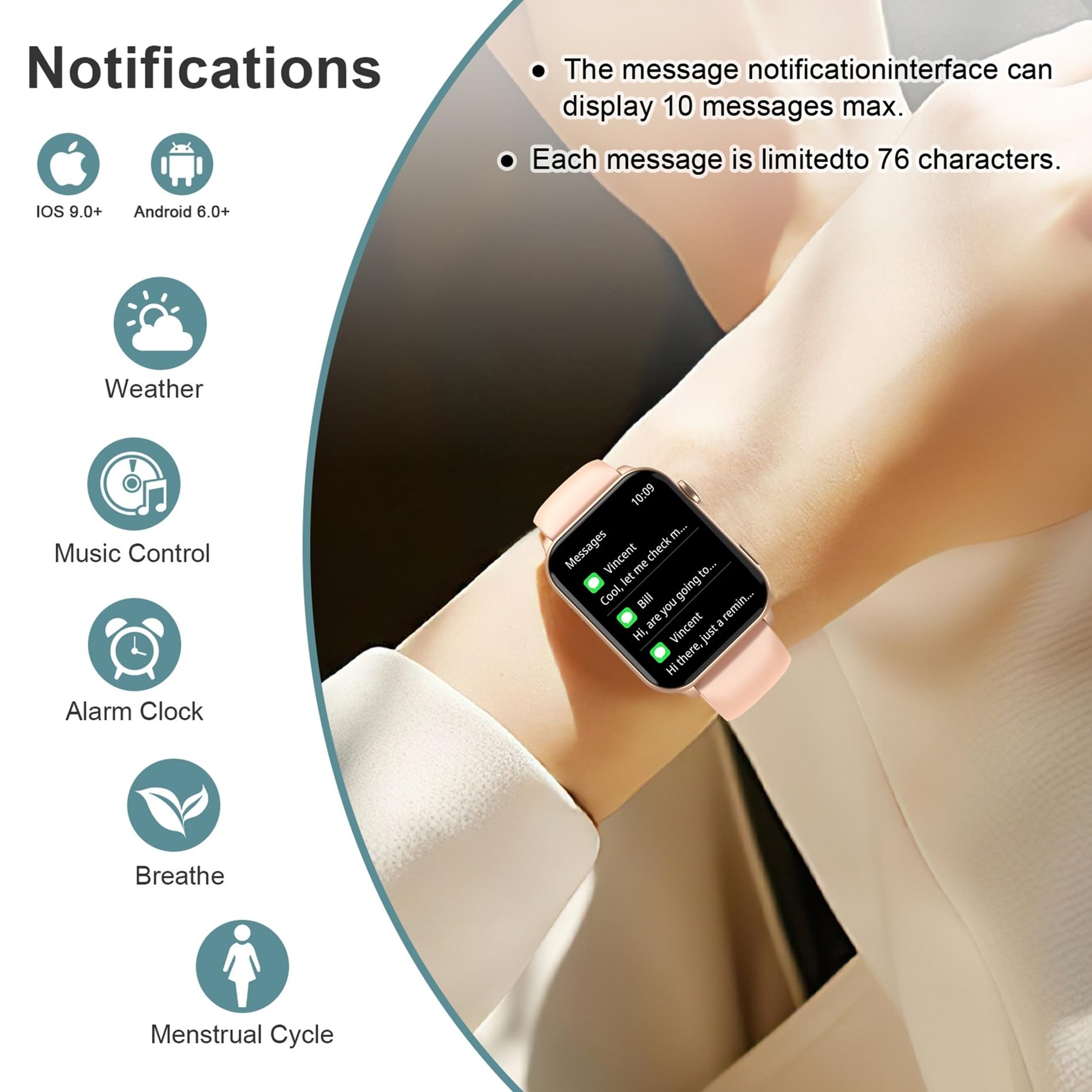 IOWODO Smart Watch for Women (Answer/Make Calls），1.91