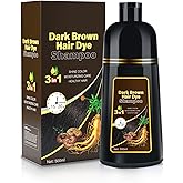Dark Brown Hair Dye Shampoo 3 in 1 for Gray Coverage for Women/Men, Color Shampoo Instant Herbal Ingredients Semi Permanent