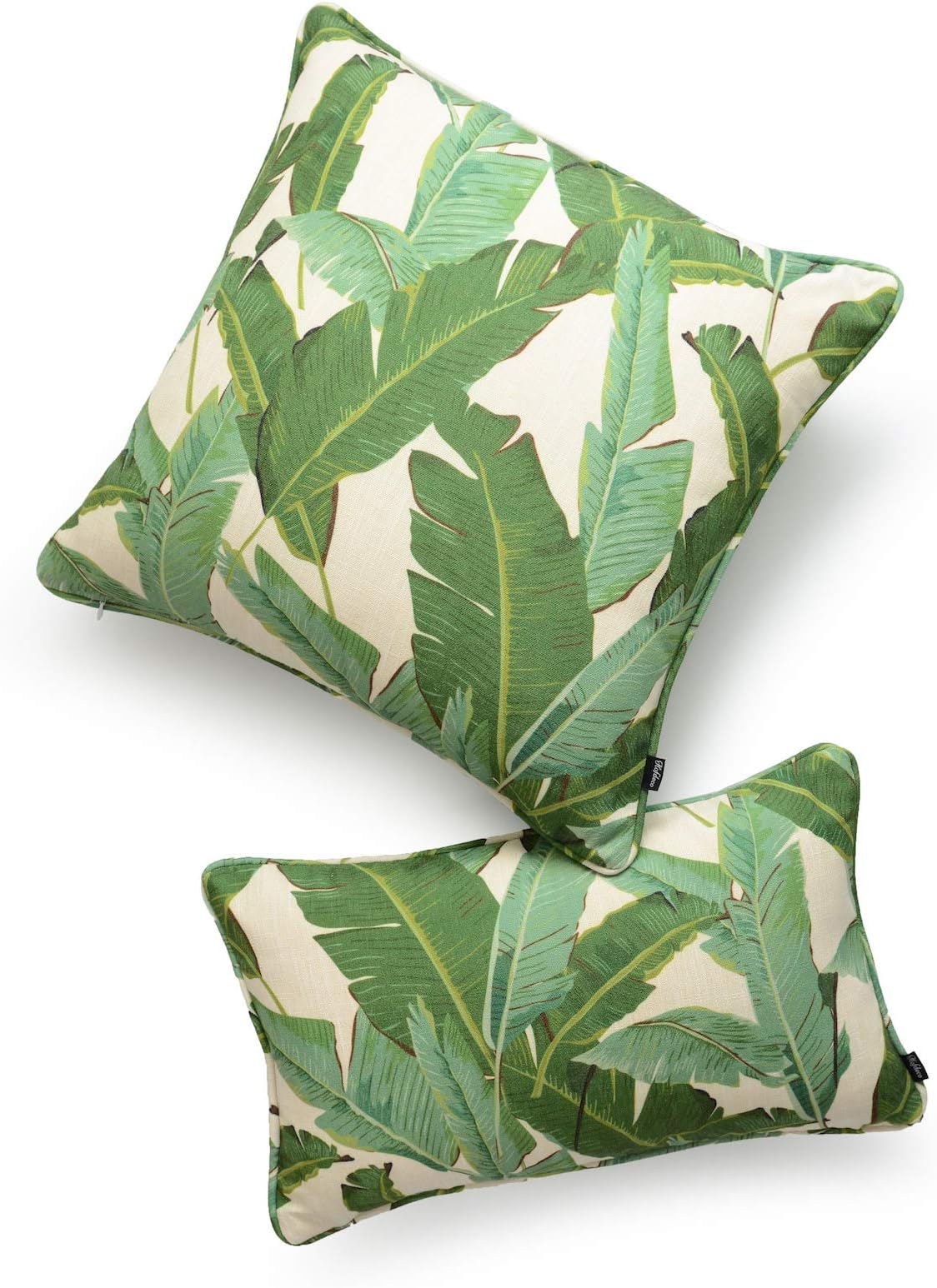 Hofdeco Tropical Cushion Cover ONLY, Green Banana Leaf, 50cmx50cm 30cmx50cm, Set of 2
