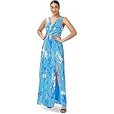Adrianna Papell Womens Floral Print Sleeveless Gown