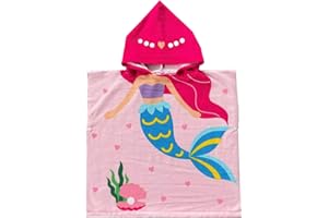 ARNUAETY Kids Beach Towels Hooded, Premium Pool Kids Poncho Towel for Travel/Swim/Bath, Quick Dry, Microfiber Towel for Boys Girls Toddlers Oversized, Mermaid
