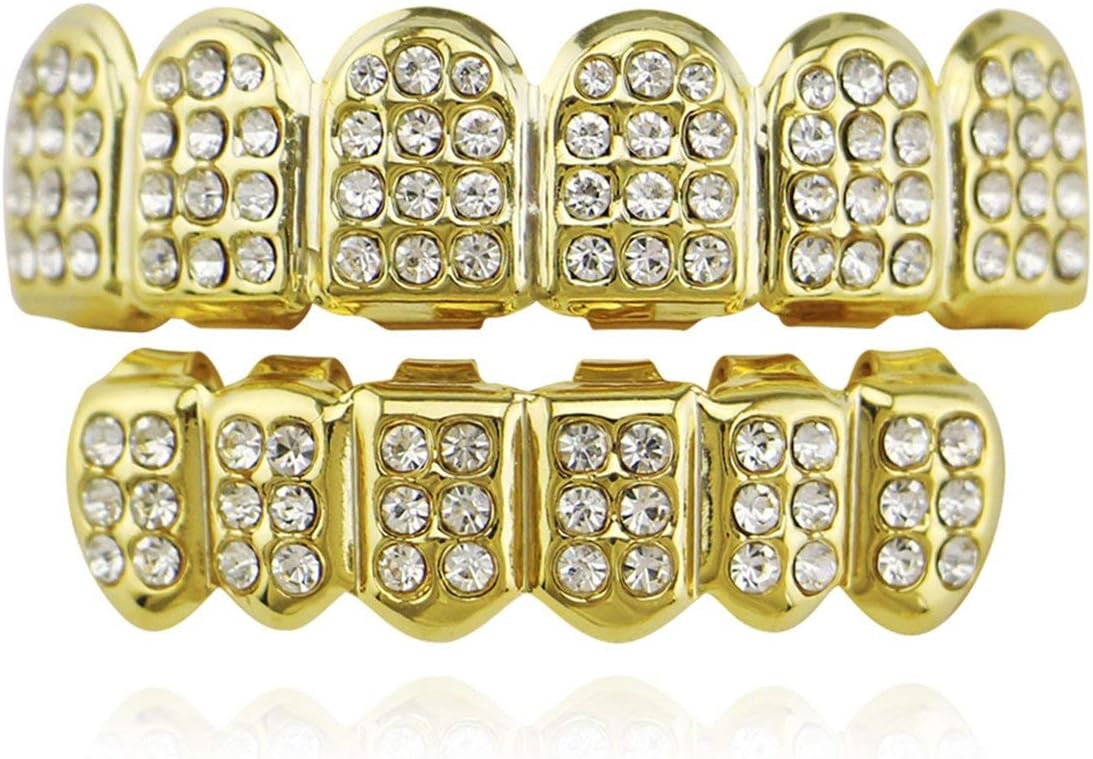 XHYT1017 Dental Grills Fashion Electroplate Copper Hip Hop Teeth Portable Teeth Grill for Christmas Halloween(Gold) Jasnyfall