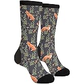 Yrassio Forest Plants Fox Novelty Crew Socks Casual Crazy Funny Dress Socks For Women Men Teens Gift