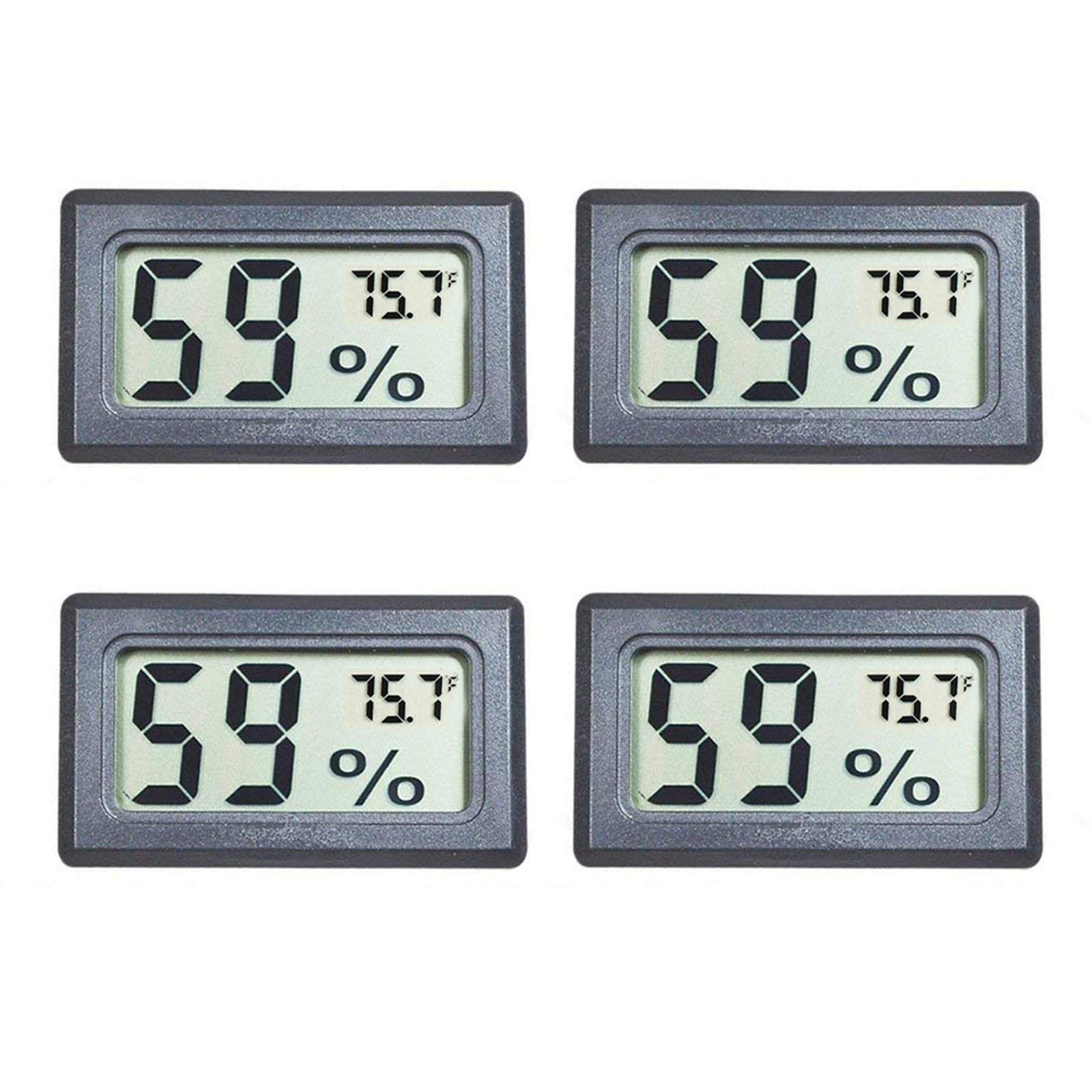 Veanic 4-Pack Mini Digital Electronic Temperature & Humidity Meters Gauge LCD Display for Humidors, Cars, Greenhouses, and Rooms - Celsius ℃