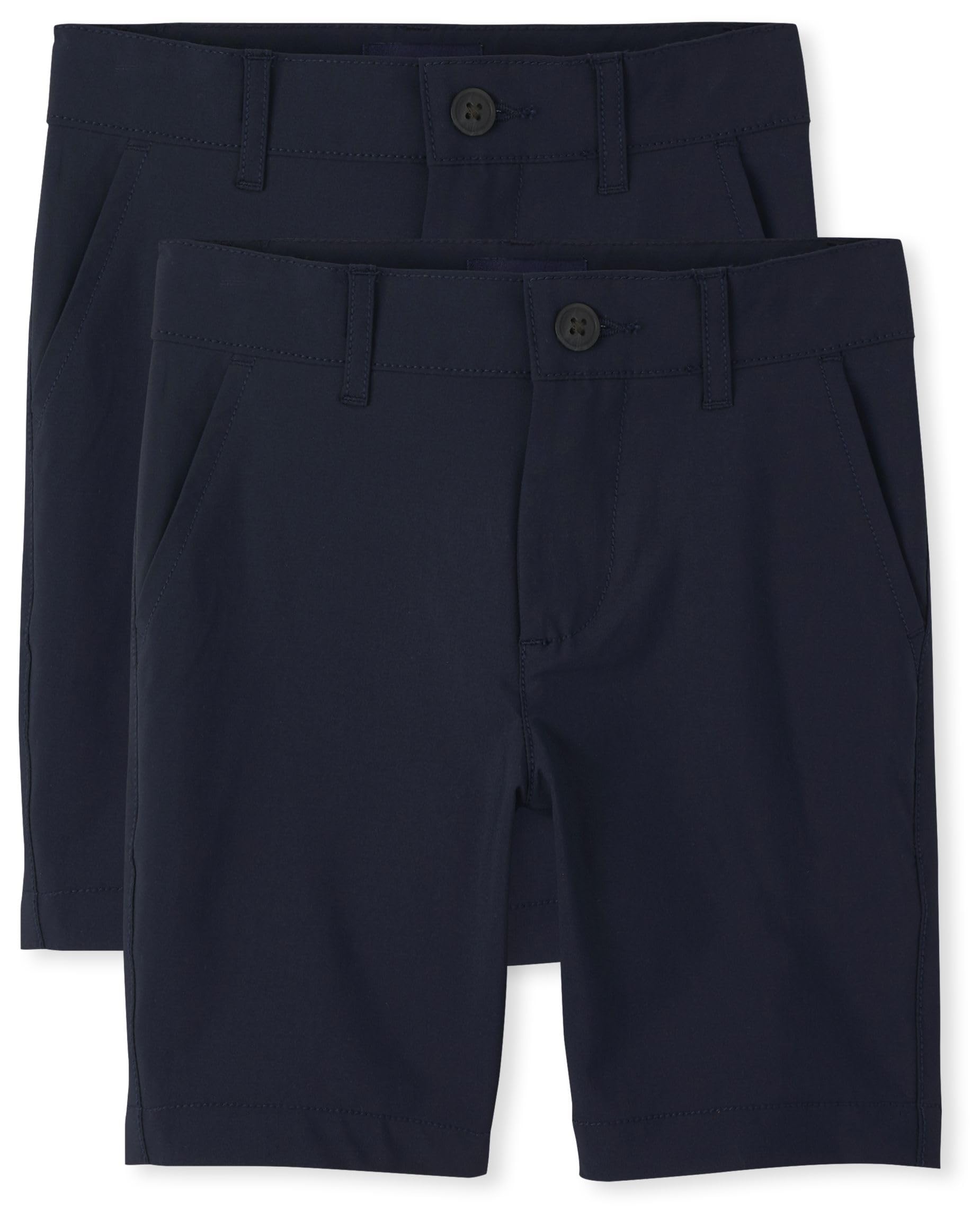 The Children's Place,Boys,Uniform Quick Dry Chino Shorts,Navy 2-Pack,18 Image