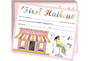REMERABEL 25Pcs My First Haircut Certificate 8 x 10inch Best Barber Award of Hair Cutting Milestone Marker First Haircut Keepsake Certificate of Recognition for Little Boy's Girl's Kids Baby Girl Boy (Girl)