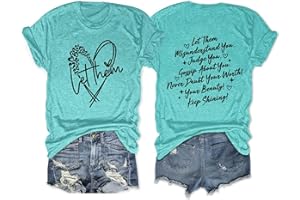 Cxquxse Let Them Shirts for Women Short Sleeve V Neck Graphic Tees 2024 Summer Inspirational Funny Saying Let Them Shirts