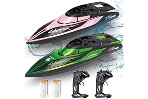 Yamaester RC Boat for Kids 2 Pack Remote Control Boats Toys with Rechargable Battery Boat with LED Light for Pools Lakes Gifts Boys Girls