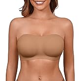 DEANGELMON Strapless Bras for Women Seamless Padded Bandeau Bra Non-Slip Silicone Tube Top Wireless Push Up Bralettes