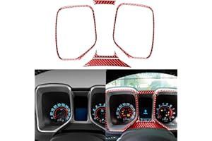 ​NVCNX Real Premium Carbon Fiber Compatible with Chevy/Chevrolet Camaro 2010-2015 2011 2012 2013 2014 Dashboard Speedometer Instrument Panel Frame Dash Trim Cover Car Interior Accessories 5PCS Red