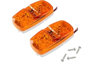 NEW SUN 2 Pcs RV Trailer Marker LED Light, Bullseye/Tiger Eye/Double Bubble Clearance Light, 10 Amber LEDs, 4x2 12V Rectangular LED Side Marker Light, Surface Mount, Camper, Trucks, Rvs