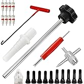 BOJIAN 23PCS Tire Valve Stem Tool，Quick Change Valve Installer Kit with TR413/TR414 Valve Stems ，Valve Stem Removal Tool,4-Way Valve Core Removal Tool，for Cars Motorcycles Lawn Mowers ATVs (Black)