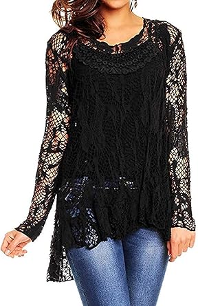 plus size lace tunic tops