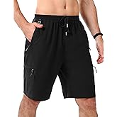 Mens Hiking Cargo Shorts with 5 Zipper Pockets 9" Lightweight Quick Dry Shorts for Men Outdoor Casual Golf