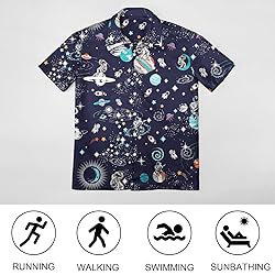 HUGLAZY Astronaut Space Hawaiian Shirts for Men
