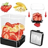 GENGCANG Fruit Slicer Cup for Strawberry, Banana, Hard-Boiled Egg - Detachable Cutter with Push Plate - Rapid & Safe Slicing 