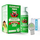 Clearlice Treatment Kit for Kids & Adults Guaranteed to End Lice in 1 Hour, Extra Strength Treatment for Family to Remove Super Lice, Nits & Eggs - Includes 5oz Foam, Comb & Cap