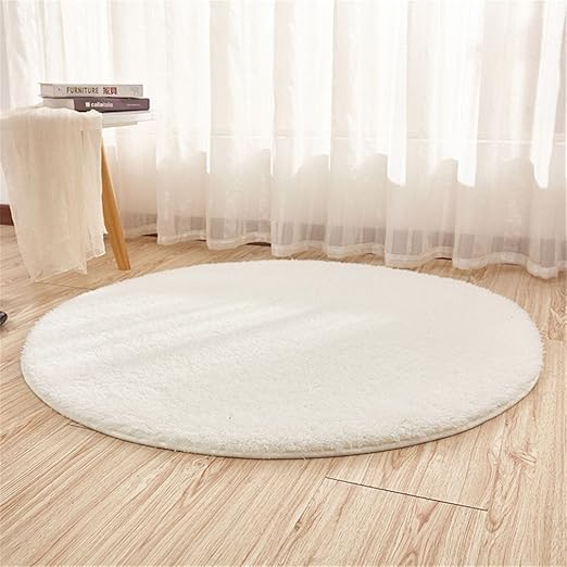 Amazon Xeuan 円形フワフワ 柔らかな多色選択 マット ラグ ホットカーペット 絨毯 丸洗い 軽量 折り畳み可能 滑り止め付 1ｃｍ 白 ラグ カーペット オンライン通販
