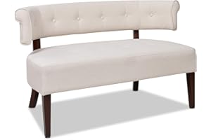 Jennifer Taylor Home Jared Roll Arm Upholstered Tufted Entryway Bench with Back Settee