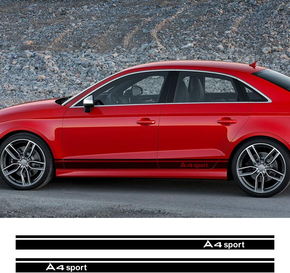 FSXTLLL Car Side Skirt Sticker Stickers Vinyl Decals, For Audi A4 B5 B6 B7 B8 B9 A3 8P 8V 8L A6 C6 C5 C7 A5 A1 8X A7 A8 Q5 Q7 Q3 Q1 TT