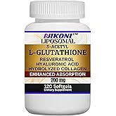 Nikoni Liposomal S-Acetyl L-Glutathione Resveratrol, Hyaluronic Acid & Collagen 500 mg-120 Softgels