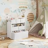 Lestarain 3-Tier Children Storage Unit with 6 Removable Toy Boxes, White view 2