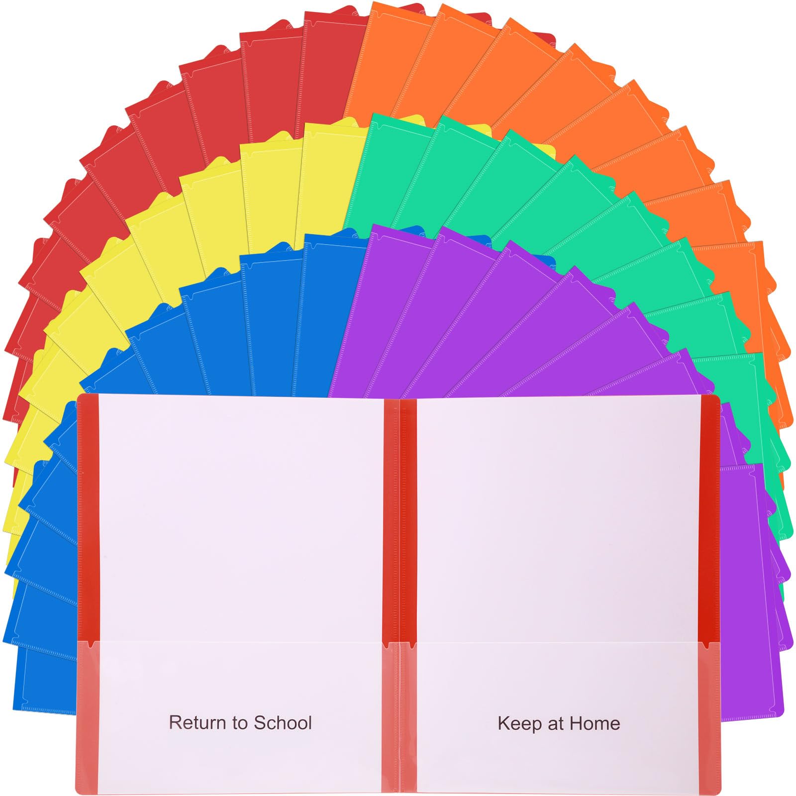 Photo 1 of PerKoop 48 Pcs Take Home Folders Bulk Parent Teacher Communication Folder with 2 Pockets Plastic Homework Folder for Student Parent Teacher Classroom Back to School Supplies 11.73 x 9.45'' (Colorful)