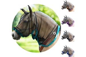 HORSEHOODIES Full Horse Fly Mask with Ears - Aqua Nose-to-Wither Fly Masks for Horses with Ears Full Hoodie Horse Mask with Ear Protection Soft Mesh Face Protection Adjustable Comfort Fastener