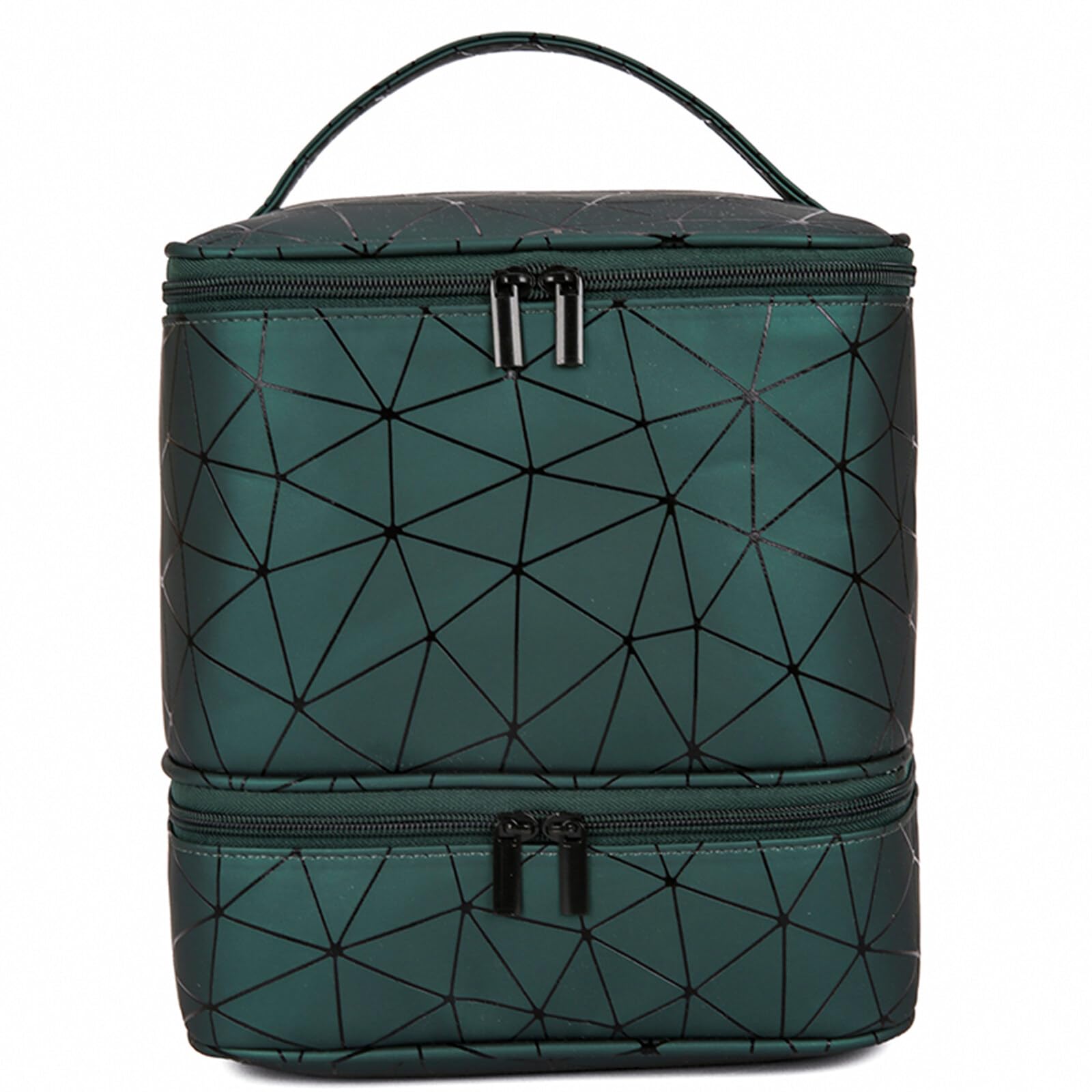 Nail Polish Organizer Bag PU Nail Polish Carrying Case Bag Holds 30 Bottles, Double Layer Design for Nail lamp, Nail Polishes, Nail Accessories, Green