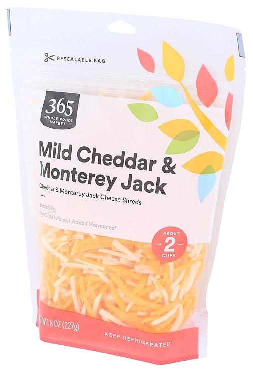 365 By Whole Foods Market Cheese Shreds Mild Cheddar Monterey Jack 8 Ounce Amazon Com Grocery Gourmet Food