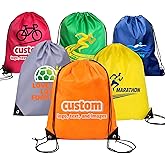 DSJPDSJP Bulk Pack with Your Logo & Text, Custom Drawstring Backpacks 10/50/100Pack - Gym, Travel & Everyday Use