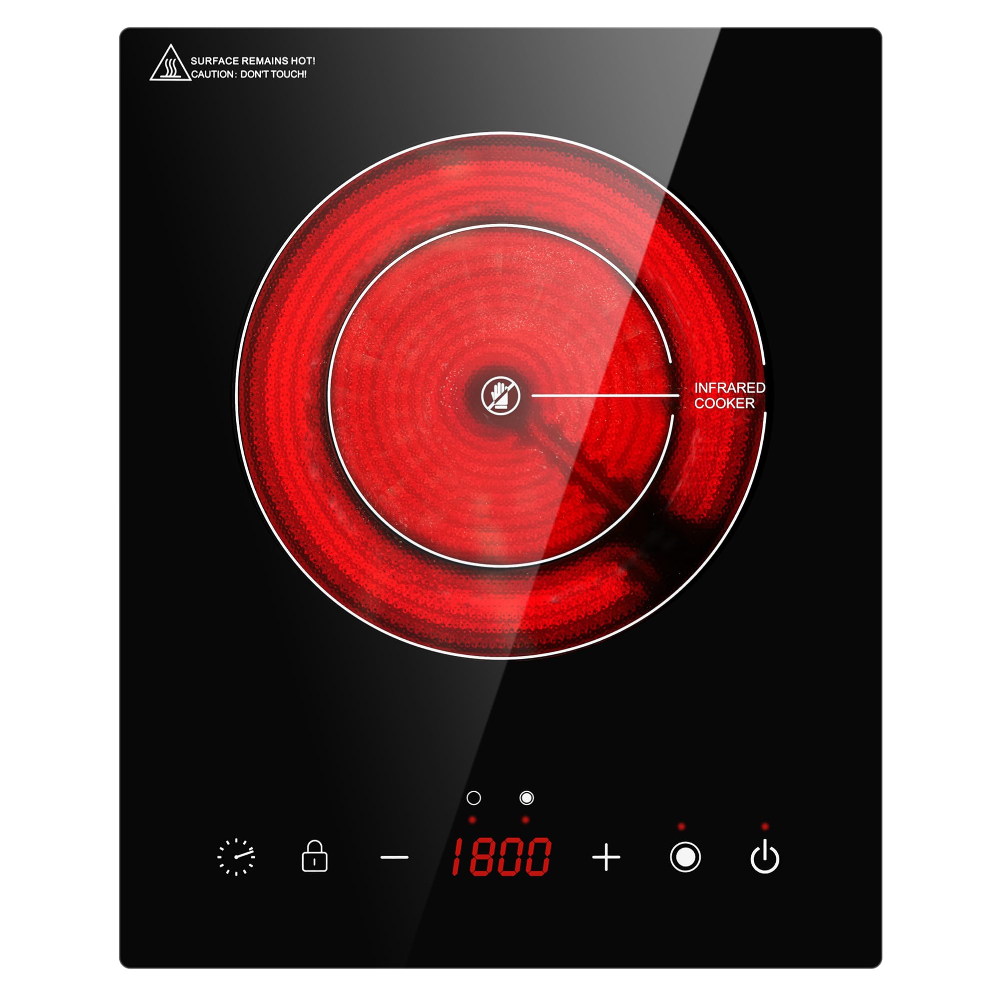 Photo 1 of Dual Coils Design of Single Burner Electric Cooktop, 1800W Infrared Ceramic Hot Plate for Cooking, Portable Countertop or Built-in Radiant Stove Top Cooker, Compatible with All Cookware