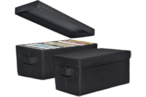 CCidea CD Storage Boxes - Pack of 2 CD Cases - 14" x 5.9" x 5.3" Disc Holders with Lids & Visual Window, Holds Up to 32 CDs in full jewel cases, 65 CDs in slim cases, and 180 discs in CD sleeves