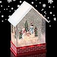 Eldnacele Musical Snow Globe House with Timer, Lighted USB/Battery Operated Swirling Singing Water Glittering Lantern, Christmas Snow Globes House Holiday Festival Decoration- Snowman